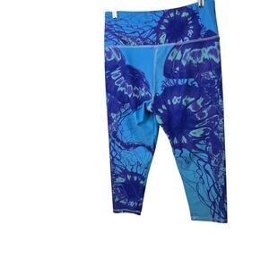 Juicy Couture Blue Waterprint Floral Cropped Leggings Athletic Bohemian Sports M
